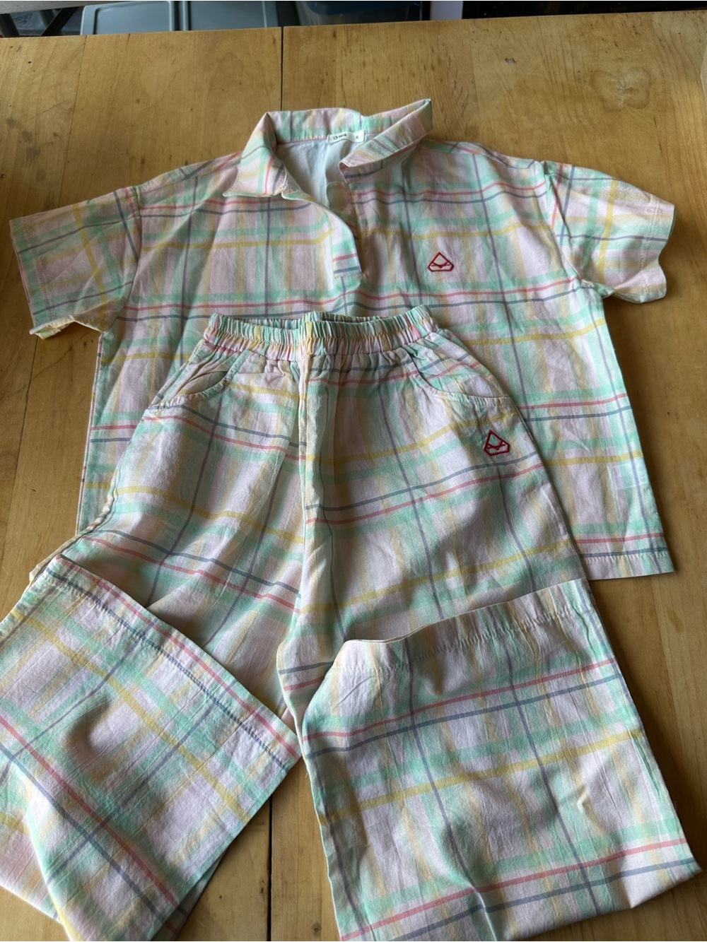 Kids Pastel Plaid Pajama Set - Pink & Mint